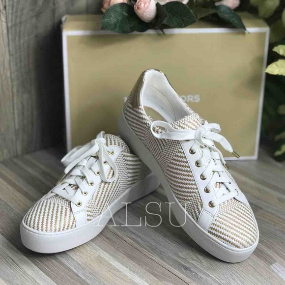 Michael Kors Poppy Lace Up Diagonal Weave Natural - Picture 4 of 8